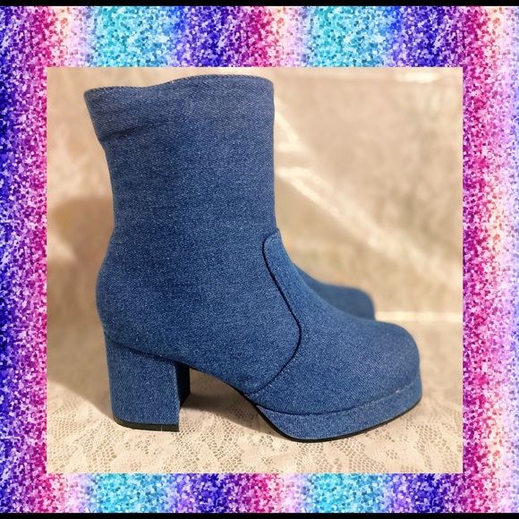 Vintage 90s Denim Platform Boots - Picture 4 of 4